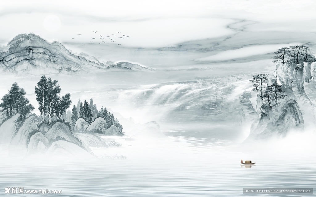 中国风客厅新山水画 TIF分层