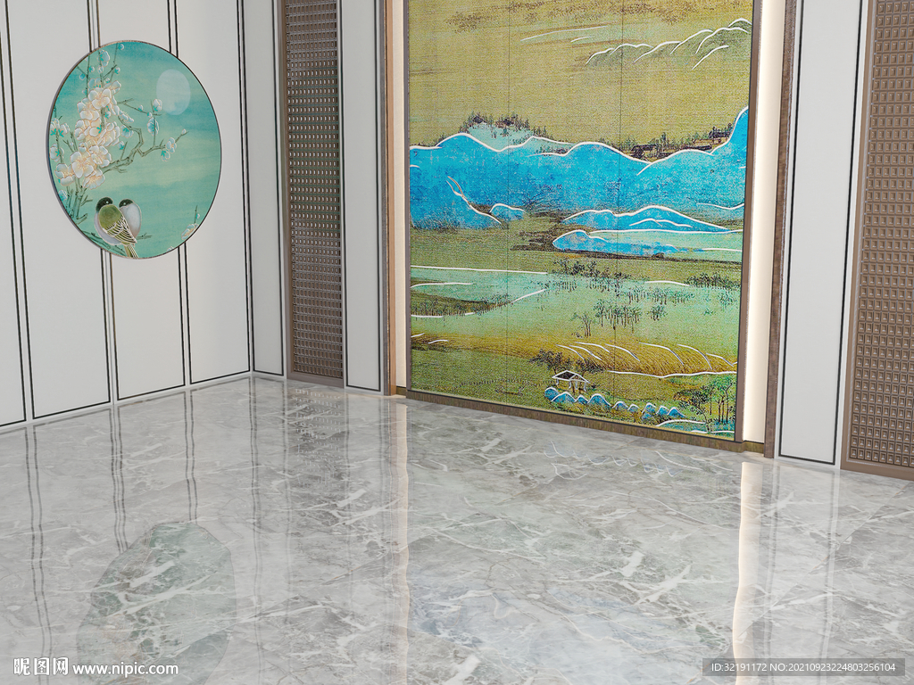 新中式客厅场景家具沙发空景