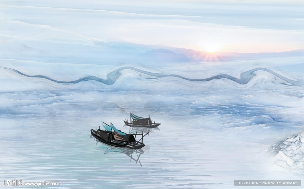 新中式山水背景墙