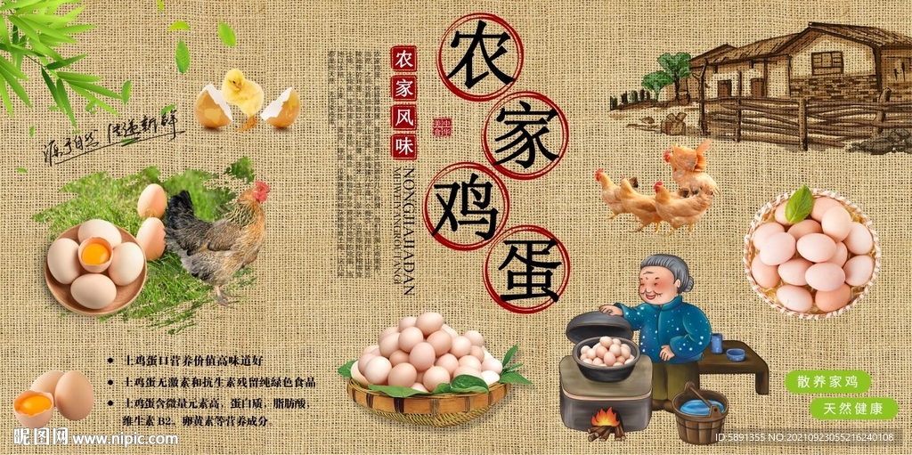 农家鸡蛋背景墙