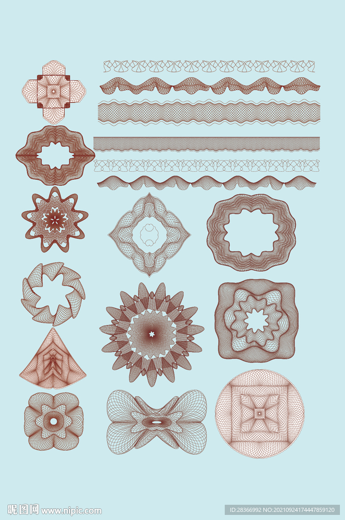 矢量线条花纹防伪花纹