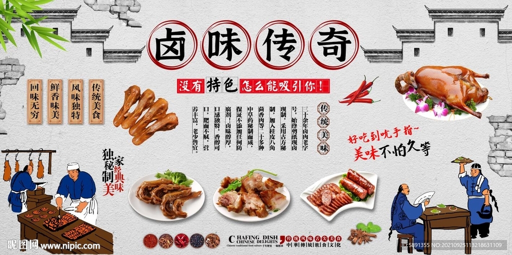 卤味店背景墙