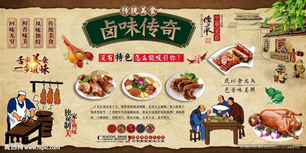 卤味店背景墙