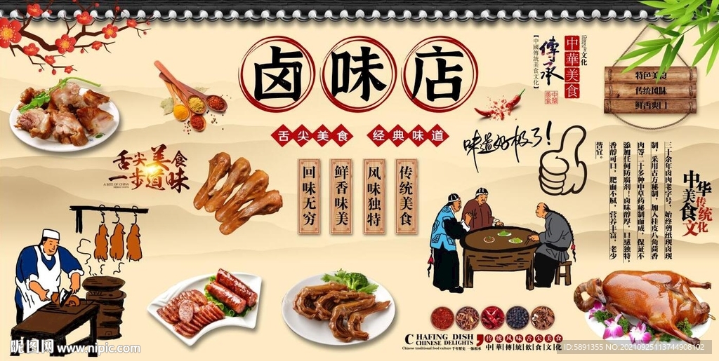 卤味店背景墙