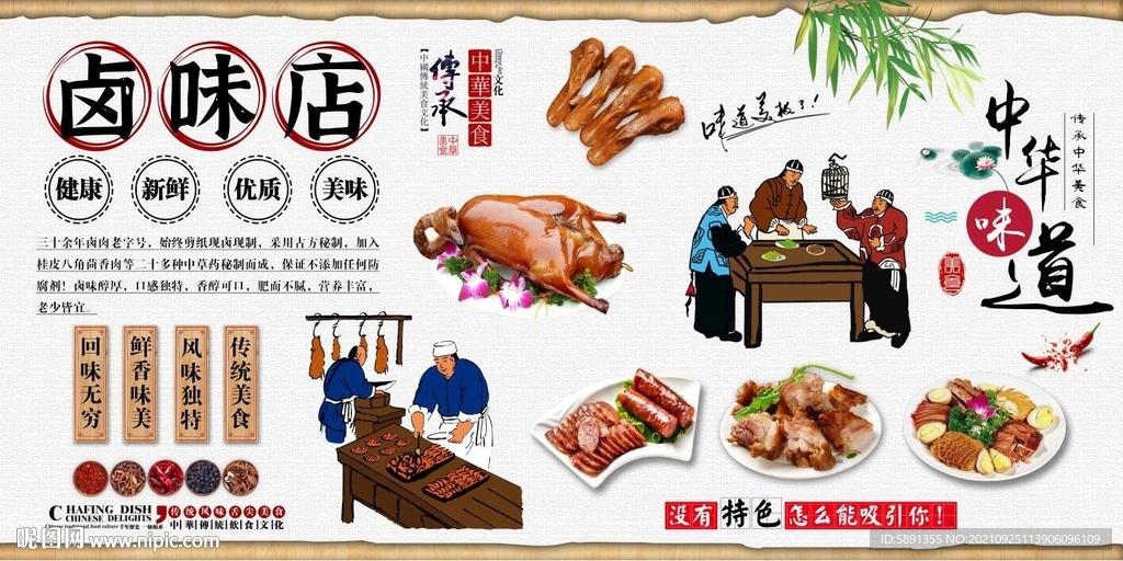 卤味店背景墙