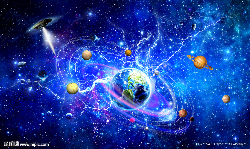闪电星空