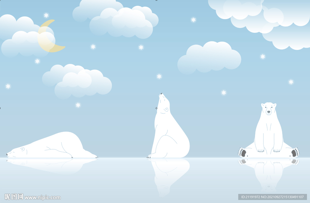 卡通北极熊背景墙
