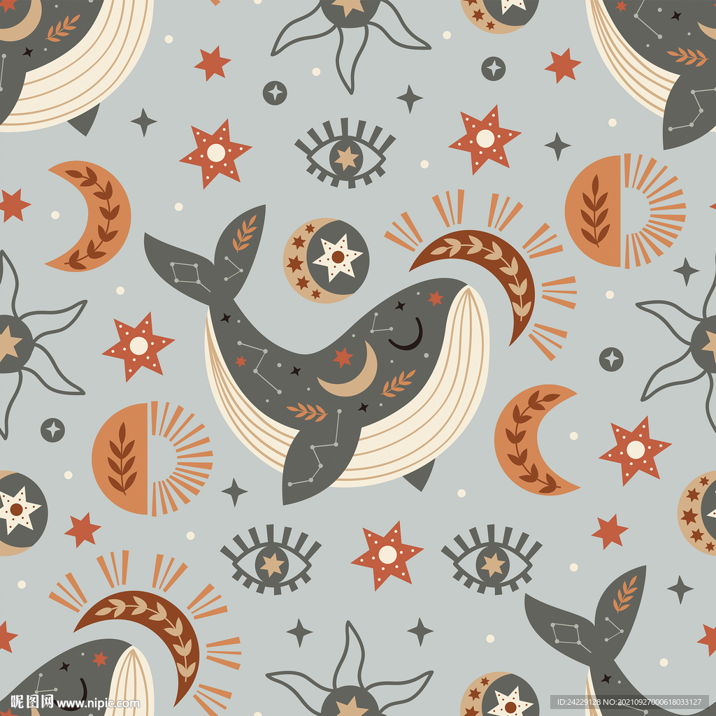 海豚 卡通印花图案