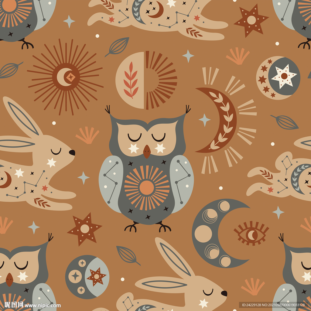 猫头鹰 卡通印花图案