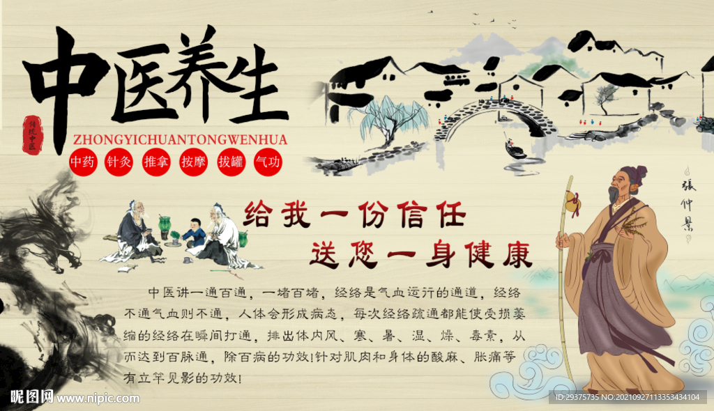 中医养生背景墙