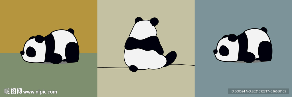 卡通手绘熊猫儿童房装饰画