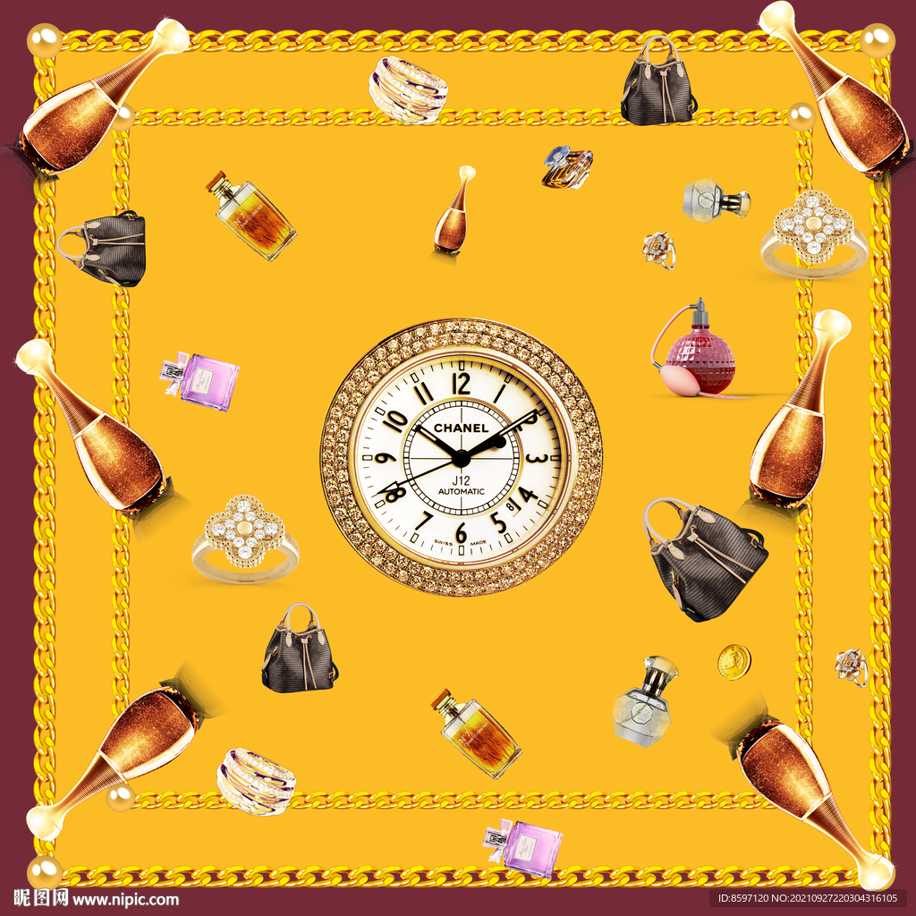 香水复古丝巾图案设计