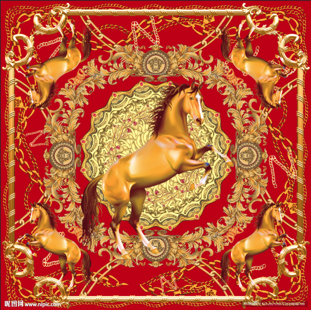 马儿复古丝巾红色