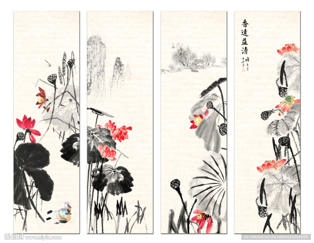 荷花水墨画