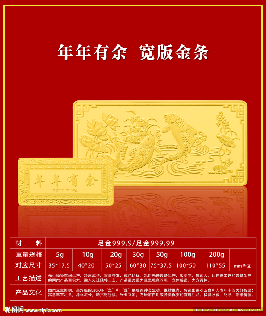 超高清年年有余宽版金条