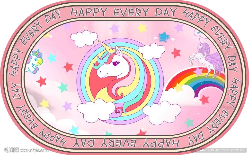 现代简约北欧卡通椭圆形地毯  