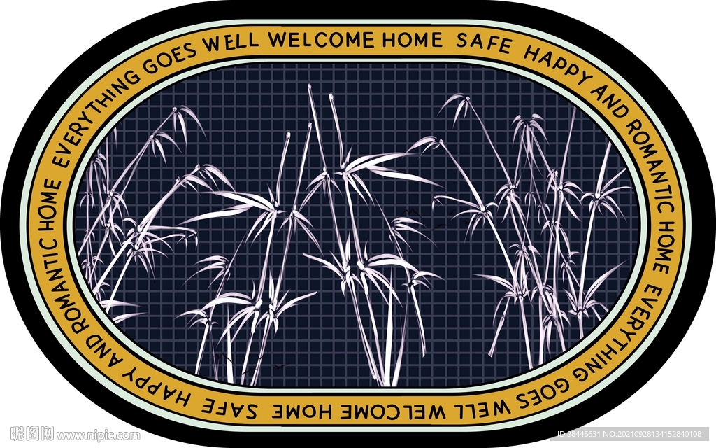 现代简约中式椭圆形地毯