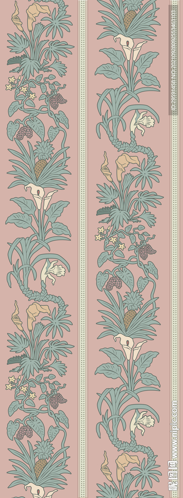 古典百合花纹背景墙