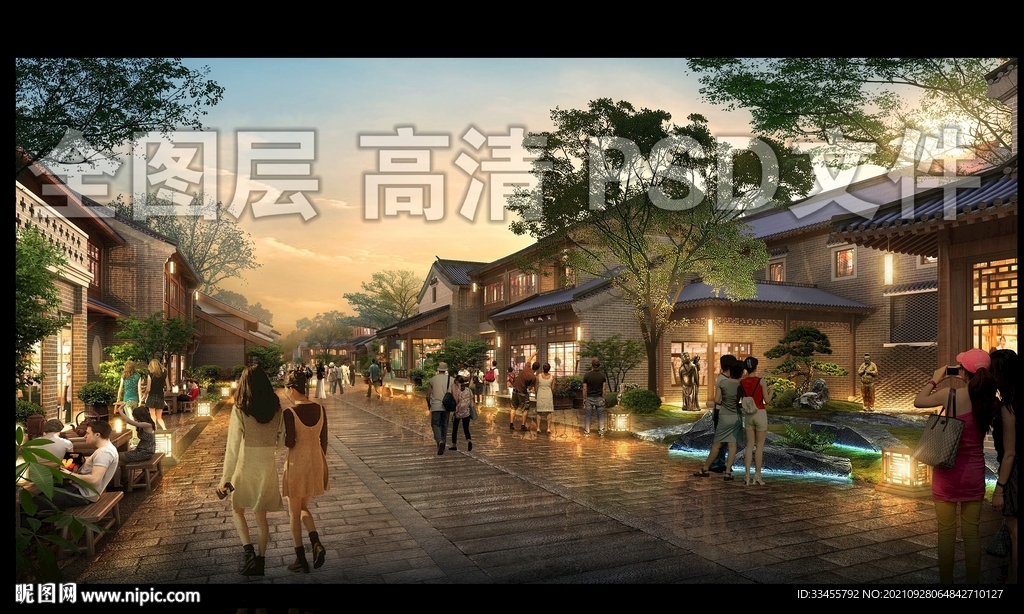 黄昏古典商业街
