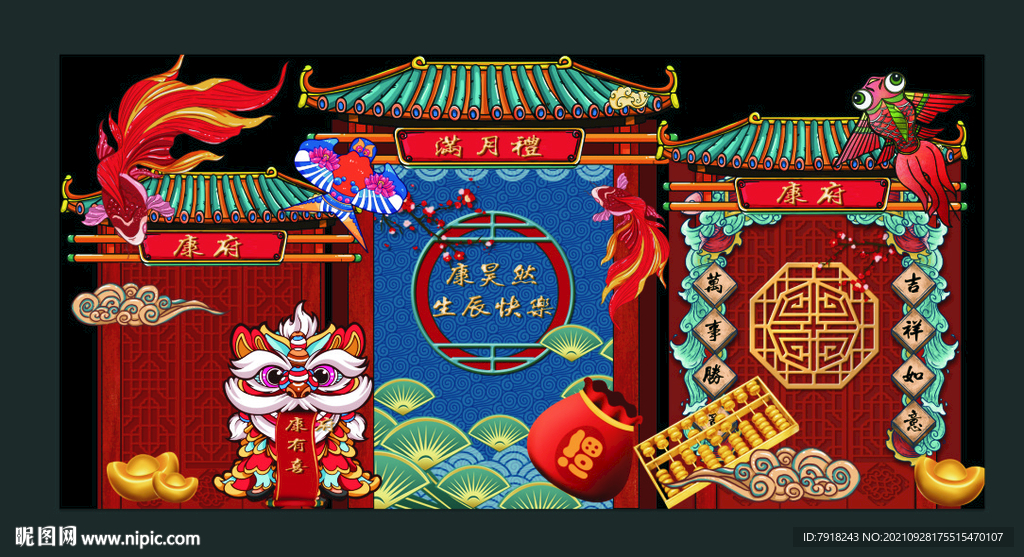 满月宴布置墙