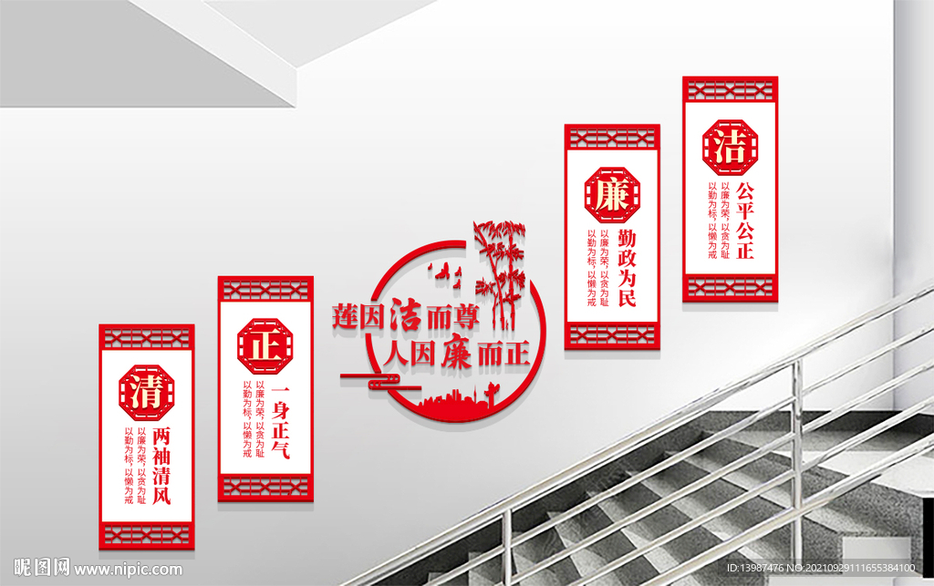 廉政楼梯文化墙展板