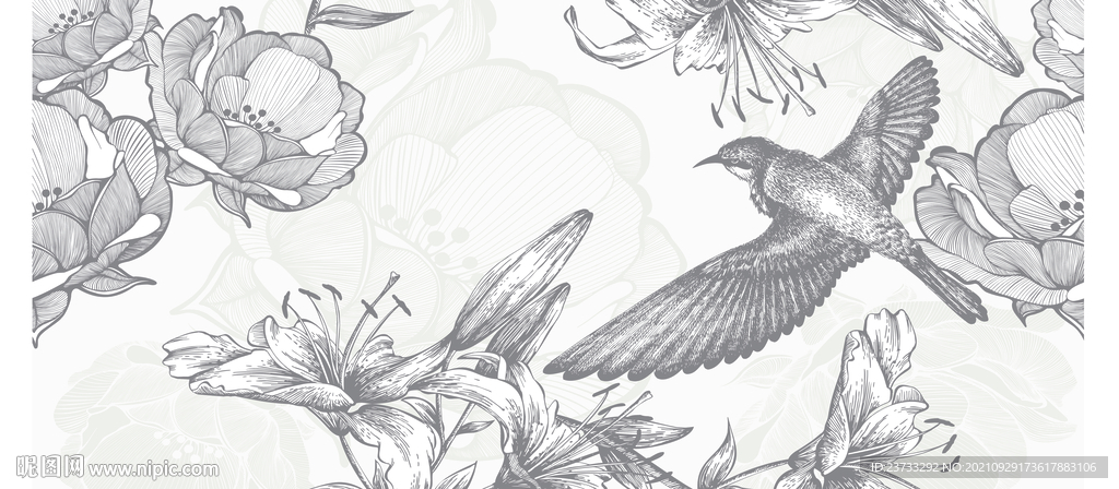 婚礼手绘花纹背景