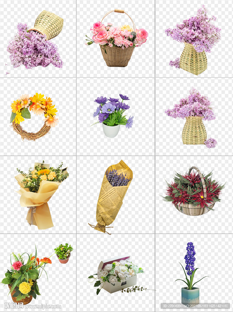 花篮插花图片