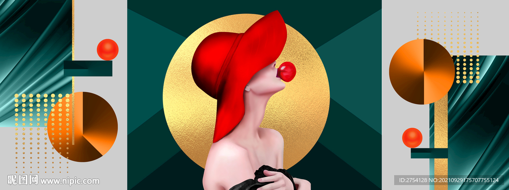 晶瓷画 抽象画 美女