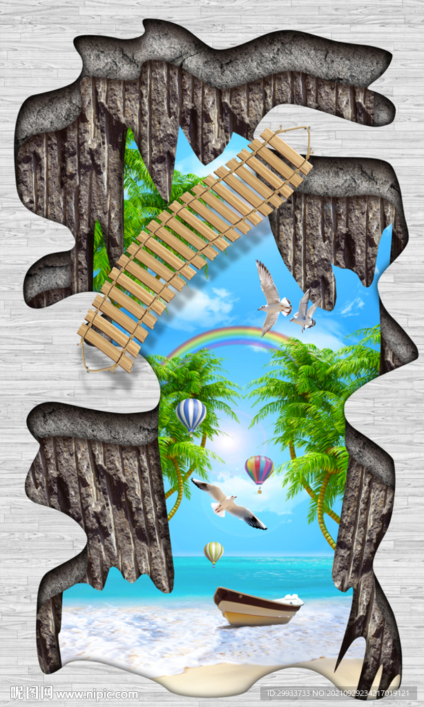 3d沙滩地板画