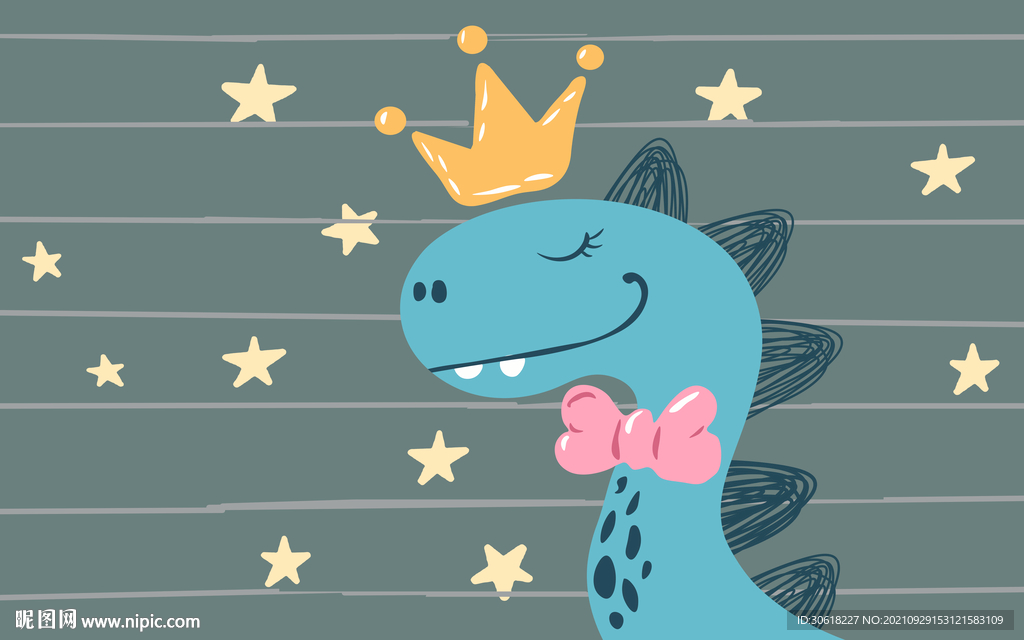 北欧手绘卡通儿童房背景墙