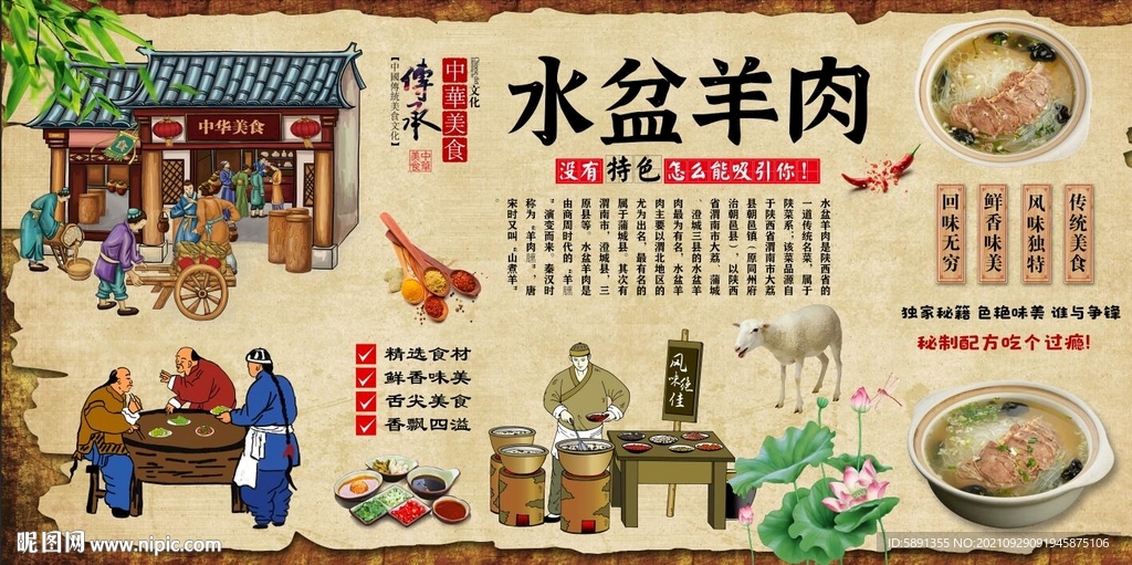 水盆羊肉背景墙