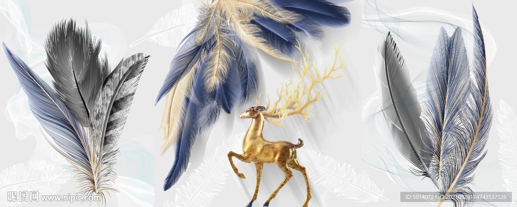 晶瓷画 抽象画 羽毛