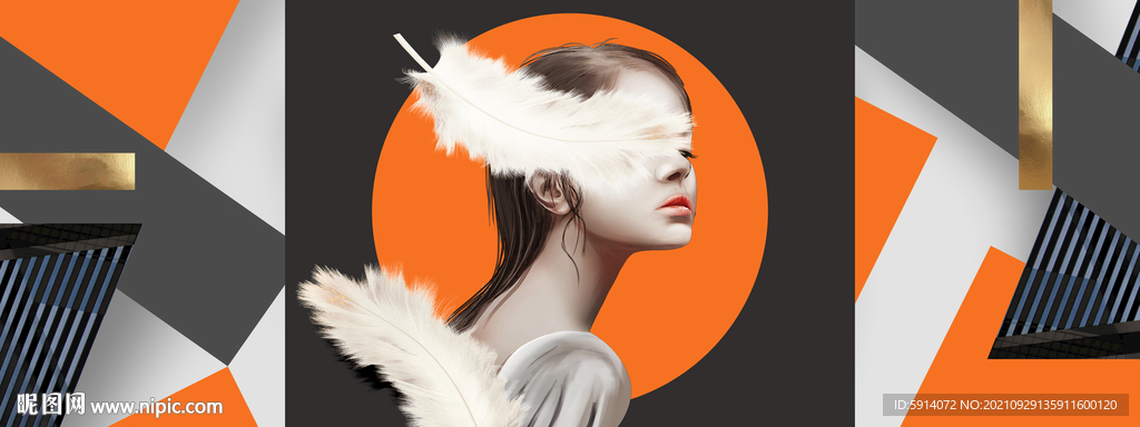 晶瓷画 抽象画 美女