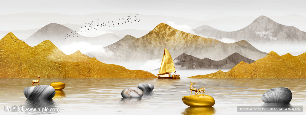 晶瓷画 山水风景 新中式