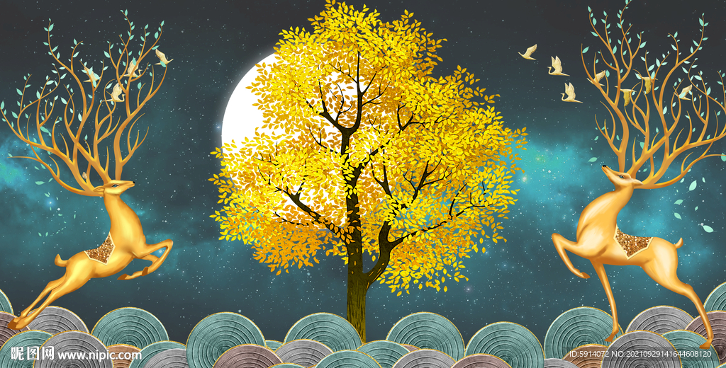 晶瓷画 麋鹿 新中式