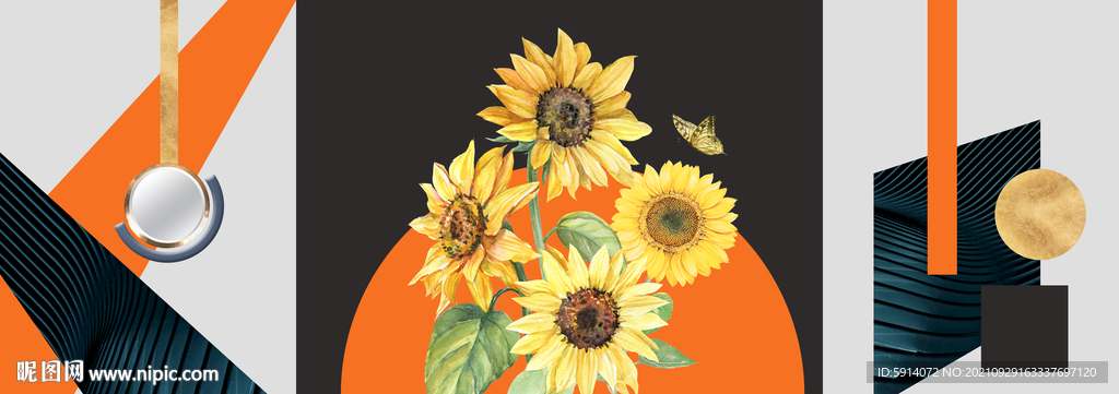 晶瓷画 抽象画 菊花