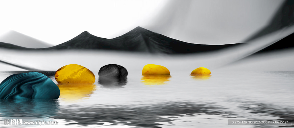 晶瓷画 山水风景 石头