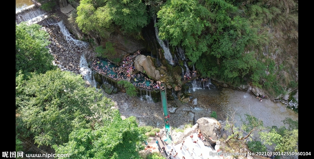航拍九十九里温泉瀑布