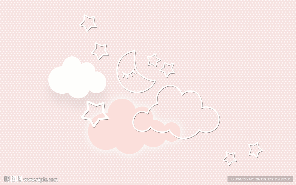 北欧手绘卡通儿童房背景墙