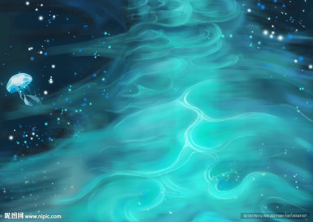 梦幻海洋水母背景
