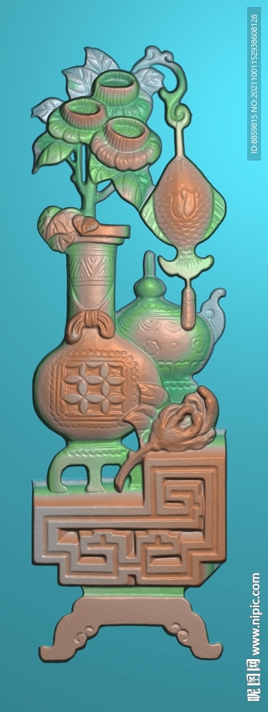灰度博古花瓶 