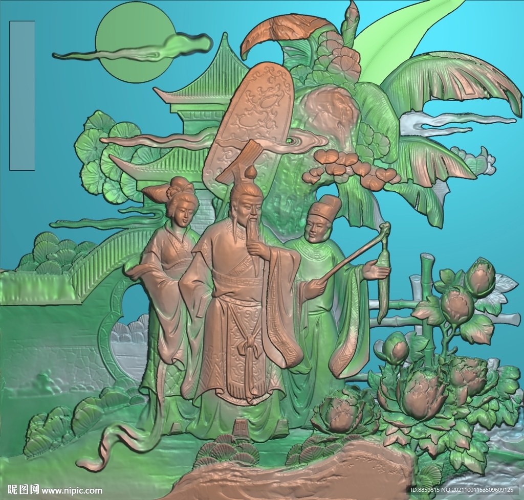 灰度唐明皇爱牡丹