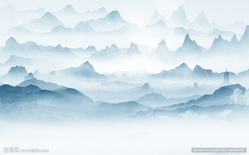 中国风客厅山水画 TIF分层图