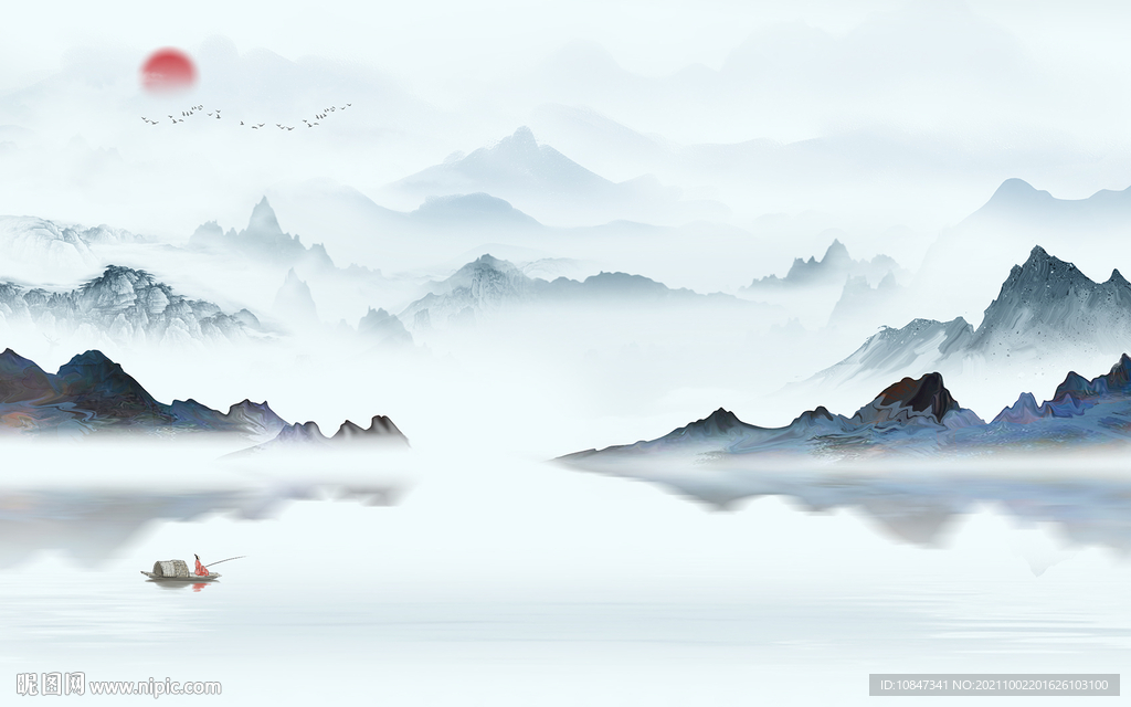 简约 客厅山水画 TIF分层图