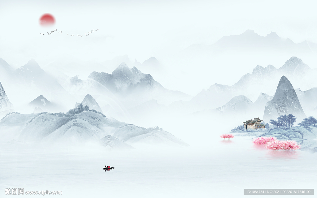 高档 客厅山水画 TIF分层图