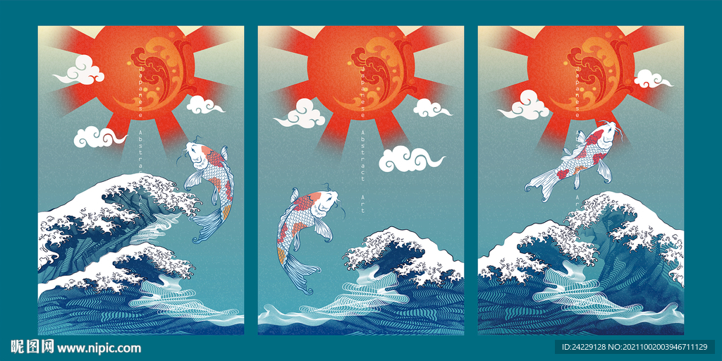 中国风三联画