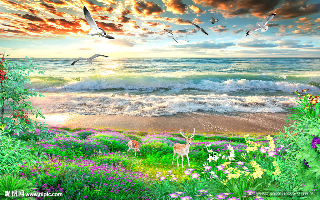 爱情海椰子树背景墙