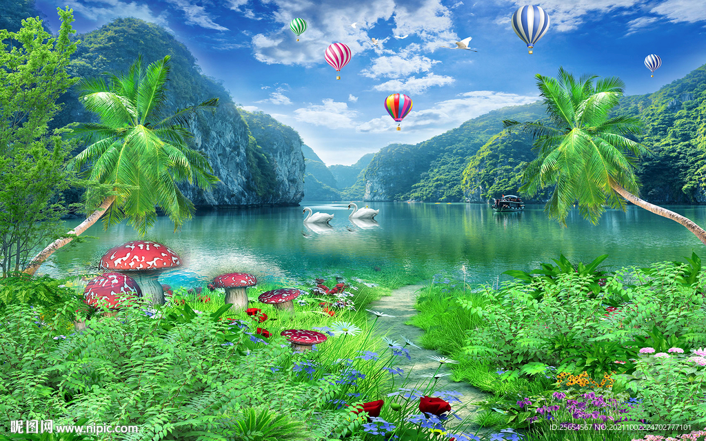 清新淡雅唯美海滩凤景3D电视背