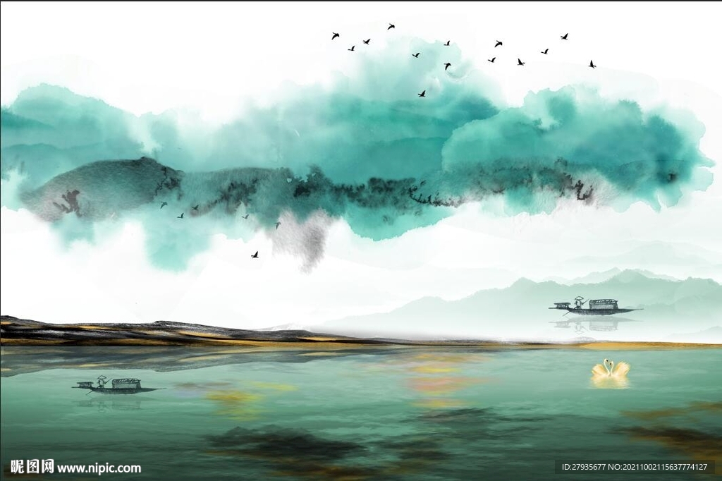 新中式云雾之境背景图片