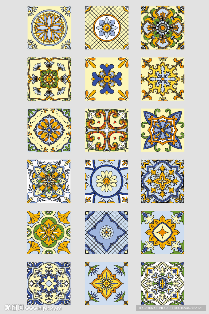 AI矢量欧式古典花纹图形图案